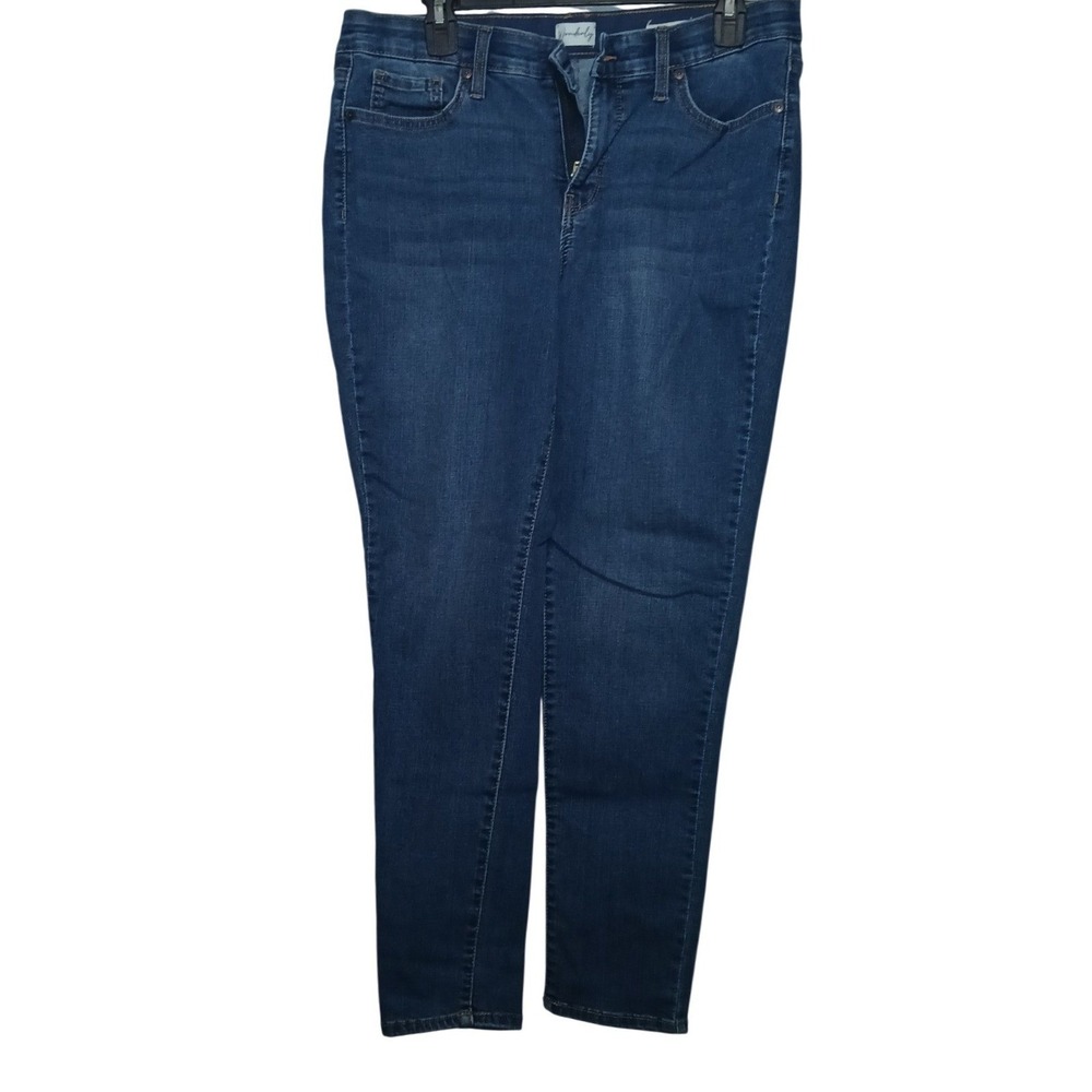 Wonderly Skinny Jeans Womens 12 Blue Mid-Rise Elastic Waist Minimalist